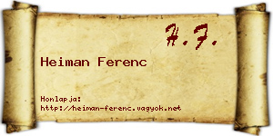 Heiman Ferenc névjegykártya